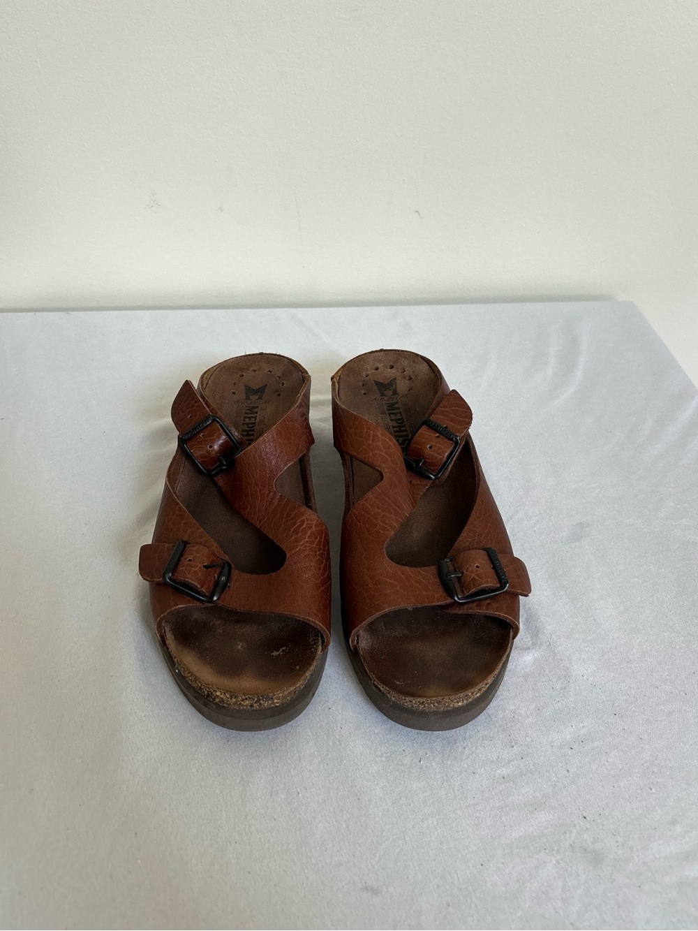 Mephisto Air Relax Brown Leather Strappy Wedge Sandals Womens Sz 37 US 6.5